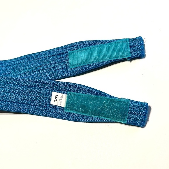 VTG 70s Women's M/L Blue MOD Boho Belt Braided Gold Buckle Accent - Picture 5 of 6